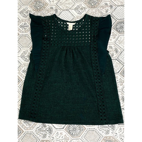 Dark Green Blouse Top by H&M Size Small - Picture 1 of 5